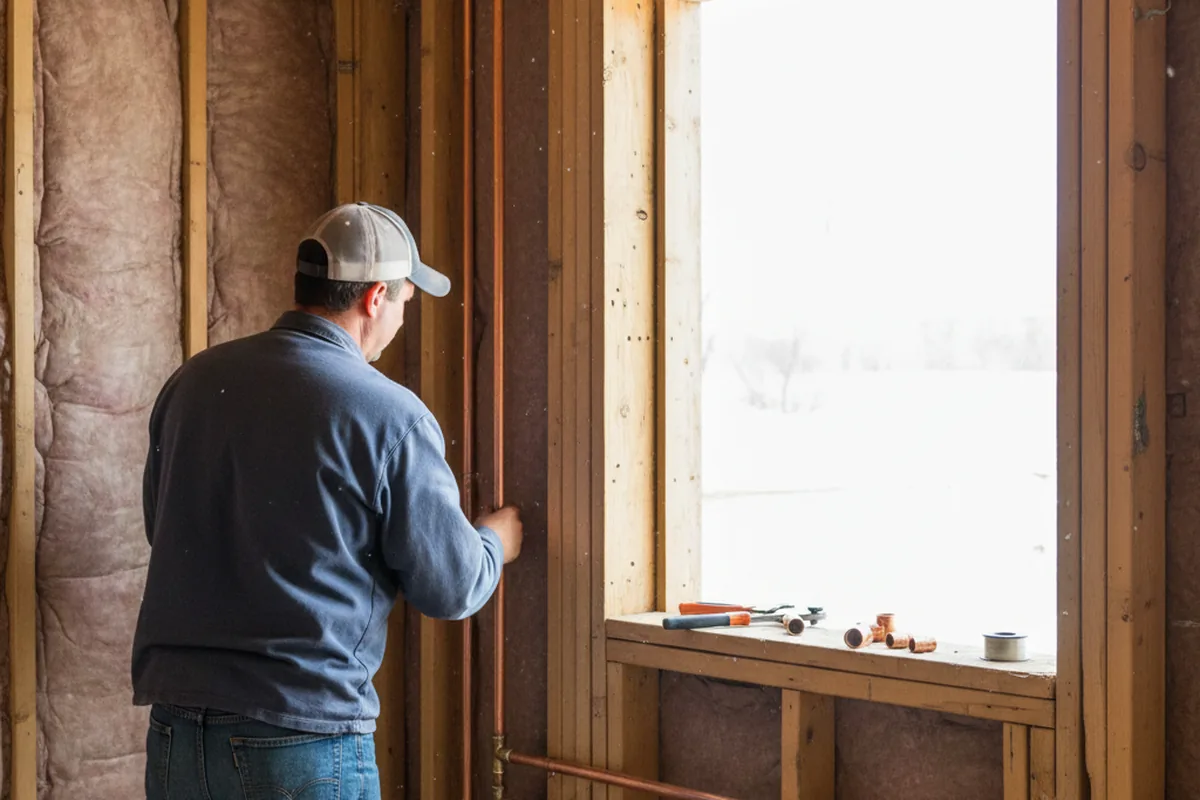 Licensed plumber running new copper supply lines in a Streetsboro home