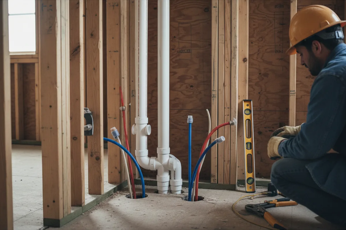 Drain and supply rough-in during Drain Cleaning in Streetsboro